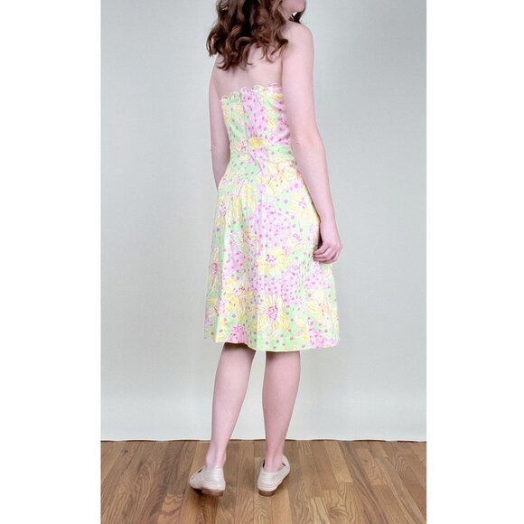 Rare Vintage Lilly Pulitzer Floral Animal Novelty Print Midi Dress Wedding Guest - Picture 2 of 7